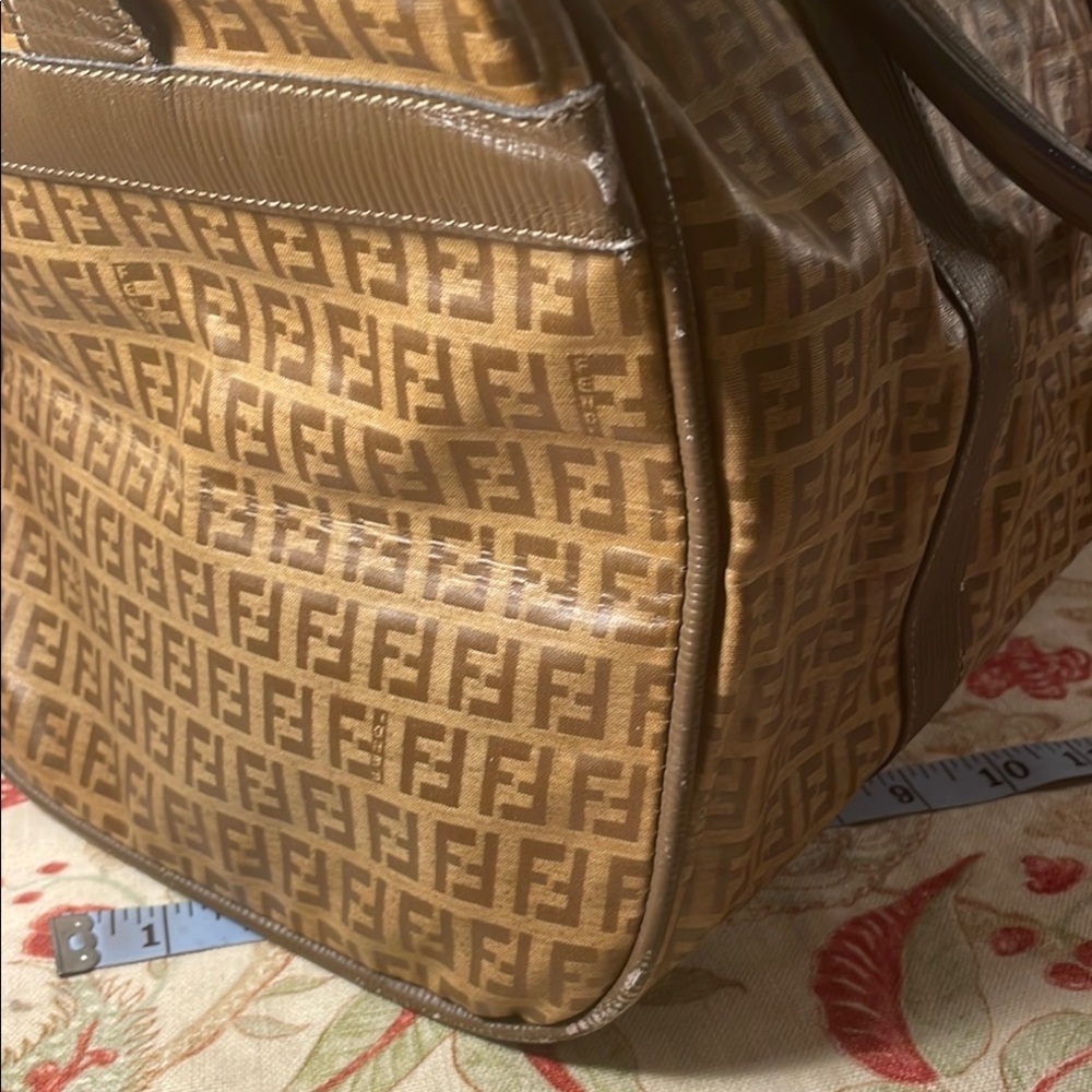 Fendi Zucca 48h Boston Brown Duffel Travel Bag with Monogram Design Unisex As Is - Picture 6 of 13